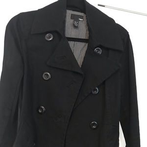 H&M black short pea coat